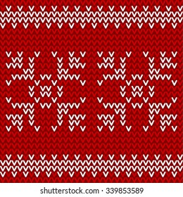 Seamless winter pattern. Red and white knitted background