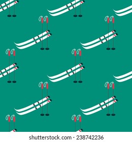 seamless winter pattern with ski poles