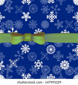 Seamless winter pattern with snowflakes and bow. Vector illustration 