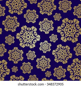 Seamless winter pattern with snowflakes. Christmas background