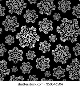 Seamless winter pattern with snowflakes. Christmas background. Vector