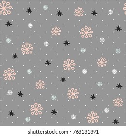 Seamless winter pattern with snowflakes. Christmas pattern