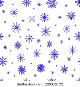 Seamless winter pattern. Snowflakes on a white background.Seasonal decor.Vector.