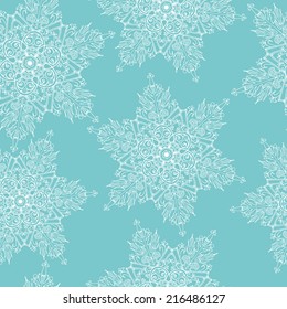 Seamless winter pattern with snowflakes. Vector illustration.