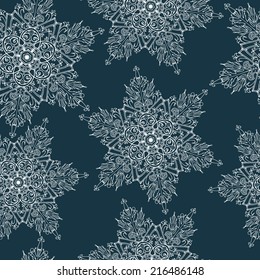 Seamless winter pattern with snowflakes. Vector illustration.