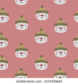 Seamless winter pattern with snowman. Creative holiday texture. Great for fabric, textile. Vector Illustration