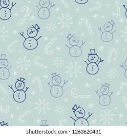 Seamless winter pattern with snowmen. Eps 10.