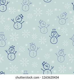 Seamless winter pattern with snowmen. Eps 10.