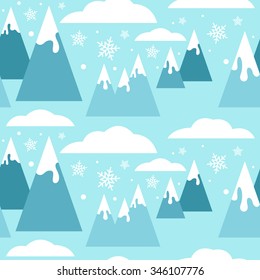 Nahtloses Wintermuster mit verschneiten Bergen