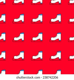 Seamless winter pattern. Sport background with figure ice skates 