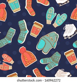 Seamless winter pattern in vector