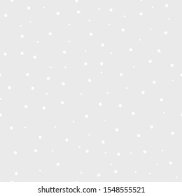 Seamless winter pattern. White random snowflakes on a neutral sky background. Minimalistic Vector holiday illustration for wallpapers, posters, wrapping paper, textile
