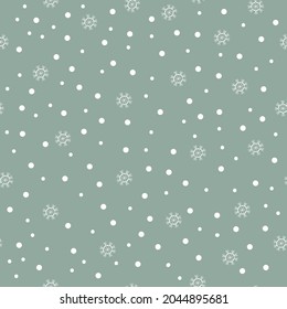 Patrón de invierno sin foco. copos de nieve blancos, nieve sobre fondo verde. textura vectorial. impresión de tendencia para textiles, papel pintado y embalaje.