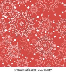 Seamless winter pattern.Vintage decorative elements. Hand drawn background. Islam, Arabic, Indian, ottoman motifs.Decoration elements for design invitation,wedding cards, valentines day,greeting cards