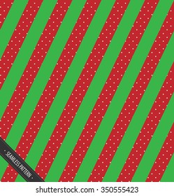 Seamless Winter Pettern Design. Red and Green Slating Lines with snow | EPS10 Vector