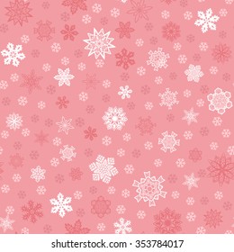 Seamless winter pink background with snowflakes