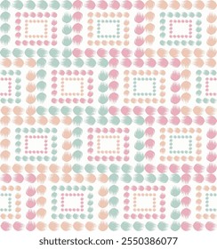 Seamless winter red, blue, pink geometric ornamental irregular square polka dots pattern wind effect vector used textiles, tiles, wallpapers..,