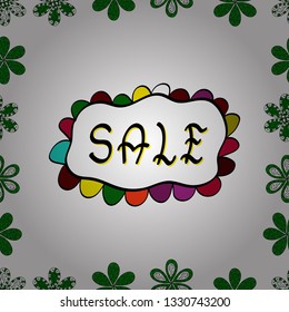 Seamless. Winter sale banner design, special offer for online shopping. Illustration in white, green and black colors. Vector.