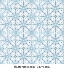 Seamless Winter Snow Flakes Background Pattern in Blue Color. Continuous Vector Illustration
