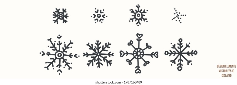 Seamless winter snowflake illustration clipart. Simple gender neutral nursery festive scrapbook sticker. Kids whimsical cute hand drawn cartoon christmas motif.