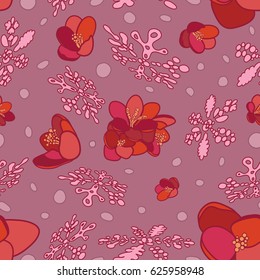 Seamless Winter Snowflakes Pattern. Beautiful Crocus and Snowflakes suitable for textiles, print or web page wallpapers.