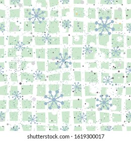 Seamless Winter Snowy Background filed with snow and snowflakes. Winter, Merry Christmas collection. Falling Snow. Blue Background.
