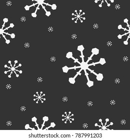 Seamless Winter Snowy Background filed with snow and snowflakes. Winter, Merry Christmas collection. Falling Snow. Blue Background.