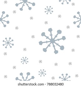Seamless Winter Snowy Background filed with snow and snowflakes. Winter, Merry Christmas collection. Falling Snow. Blue Background.