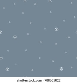 Seamless Winter Snowy Background filed with snow and snowflakes. Winter, Merry Christmas collection. Falling Snow. Blue Background.