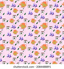 seamless winter stuff background whit pink colour