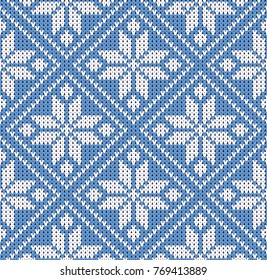 Seamless winter sweater norway light blue and white pattern vector illustration