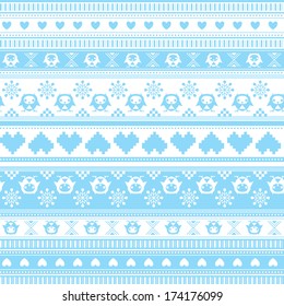 Seamless Winter Sweater pattern with Hearts and Owls. Seamless pattern can be used for wallpaper, pattern fills, web page background, surface textures.