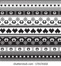 Seamless Winter Sweater pattern with Hearts and Owls. Seamless pattern can be used for wallpaper, pattern fills, web page background, surface textures.