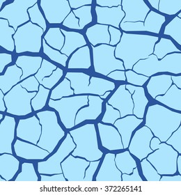 Seamless winter texture of blue ice cracked and scratched, vector background, pattern EPS8