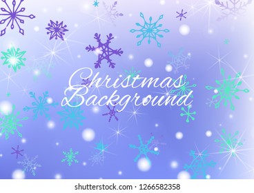 Seamless Winter Texture with Cute Snowflakes and Shiny Lights. Festive Background for Christmas Decoration, Banner, Poster. Vertical A4 Vector Background.