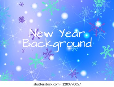 Seamless Winter Texture with Cute Snowflakes and Shiny Lights. Festive Background for Christmas Decoration, Print, Poster. Vertical A4 Vector Background.
