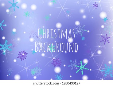 Seamless Winter Texture with Delicate Snowflakes and Shiny Lights. Festive Background for Christmas Decoration, Banner, Card. Vertical A4 Vector Background.