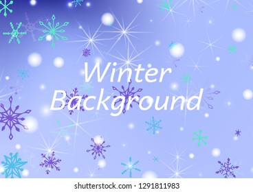 Seamless Winter Texture with Delicate Snowflakes and Shiny Lights. Festive Background for Christmas Decoration, Wrapping, Fabric. Vertical A4 Vector Background.