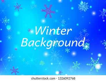 Seamless Winter Texture with Delicate Snowflakes and Shiny Lights. Festive Background for Christmas Decoration, Textile, Paper. Vertical A4 Vector Background.