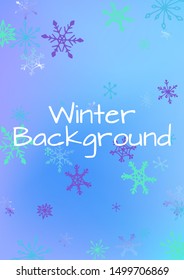 Seamless Winter Texture with Delicate Snowflakes and Shiny Lights.