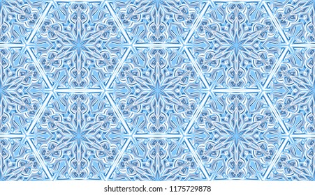 Seamless winter texture. Frosty pattern. Snowflakes.