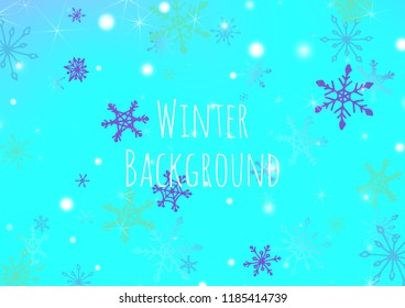 Seamless Winter Texture with Lovely Snowflakes and Shiny Lights. Festive Background for Christmas Decoration, Brochure, Cover. Vertical A4 Vector Background.