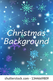Seamless Winter Texture with Lovely Snowflakes and Shiny Lights. Festive Background for Christmas Decoration, Cloth, Dress. Vertical A4 Vector Background.