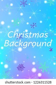 Seamless Winter Texture with Pretty Snowflakes and Shiny Lights. Festive Background for Christmas Decoration, Brochure, Cover. Vertical A4 Vector Background.