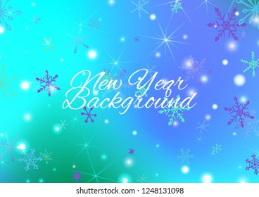 Seamless Winter Texture with Pretty Snowflakes and Shiny Lights. Festive Background for Christmas Decoration, Brochure, Cover. Vertical A4 Vector Background.