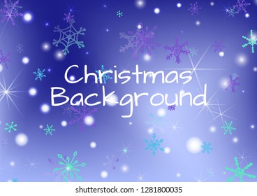 Seamless Winter Texture with Pretty Snowflakes and Shiny Lights. Festive Background for Christmas Decoration, Banner, Poster. Vertical A4 Vector Background.