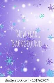 Seamless Winter Texture with Pretty Snowflakes and Shiny Lights. Festive Background for Christmas Decoration, Print, Dress. Vertical A4 Vector Background.
