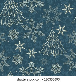 Seamless winter wallpaper, hand-drawn design