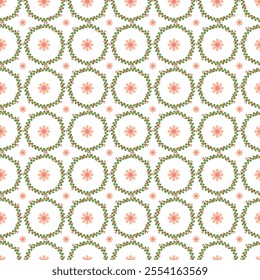 Seamless wintry vector pattern with Christmas flowers,, holly leaves and little snowflakes.