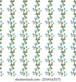 Seamless wintry vector pattern with Christmas flowers,, holly leaves and little snowflakes.